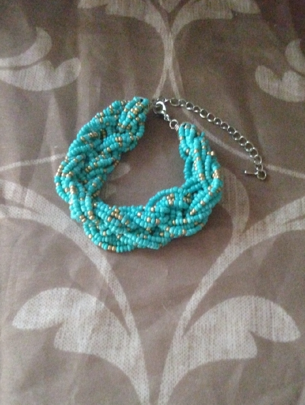 Turquoise Beaded Braided Bracelet - Elegant Women's Jewelry - Picture 4 of 4